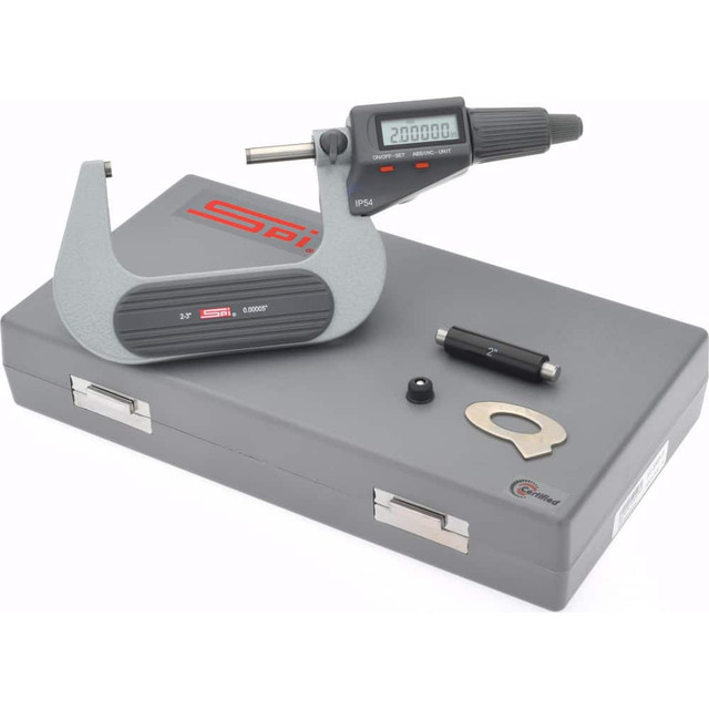 SPI MS170309049 Electronic Outside Micrometer: 3" Max, Carbide-Tipped Face, IP54