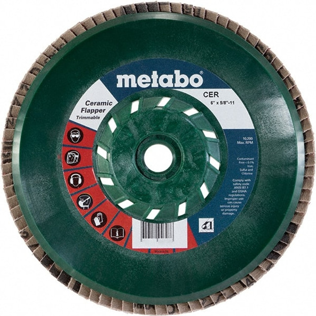 Metabo 629462000 Flap Disc: 5/8-11 Hole, 60 Grit, Ceramic, Type 29