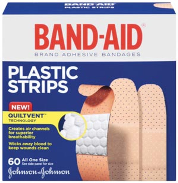 Johnson & Johnson Consumer Products  005635 Plastic Adhesive Bandages, ¾" x 3", 60/bx, 24 bx/cs (Continental US+HI Only)