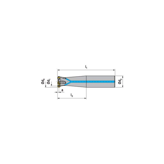 Ceratizit 50685016 Indexable Ball Nose End Mill: 16 mm Cut Dia, Solid Carbide, 165 mm OAL