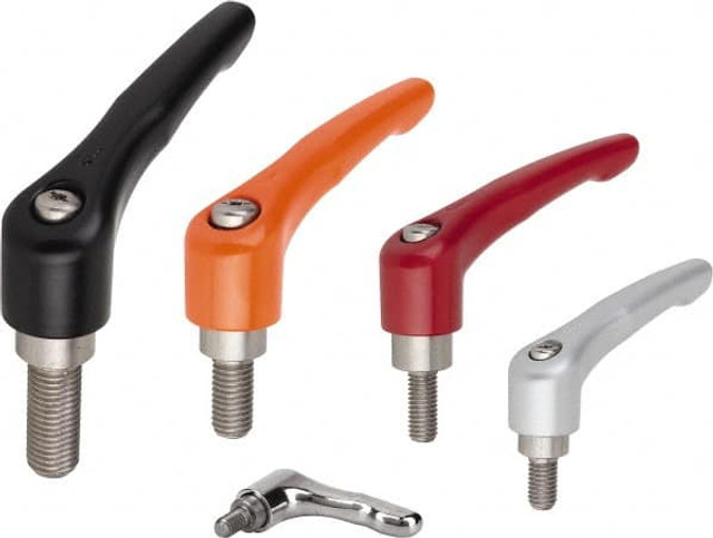 KIPP K0123.3082X50 Threaded Stud Adjustable Clamping Handle: M8 Thread, Zinc, Orange