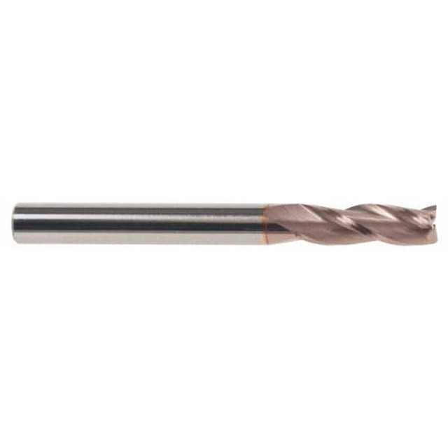 SGS 30809 Square End Mill: 1/8'' Dia, 3/8'' LOC, 1/8'' Shank Dia, 1-1/2'' OAL, 3 Flutes, Solid Carbide