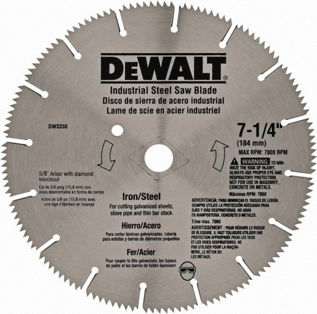 DeWALT DW3330 Wet & Dry Cut Saw Blade: 7-1/4" Dia, 5/8" Arbor Hole, 16 Teeth