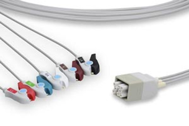 Cables and Sensors  LAP5-90P0 ECG Telemetry Leadwire, 5 Leads Pinch/Grabber, GE Healthcare > Marquette Compatible w/ OEM: 394111-005, 394111-011 (DROP SHIP ONLY) (Freight Terms are Prepaid & Added to Invoice - Contact Vendor for Specifics)