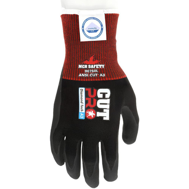 MCR Safety 90750L Cut-Resistant Gloves: Size L, ANSI Cut A3, Nitrile, Dyneema