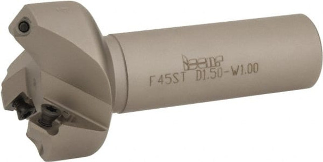 Iscar 3100389 45&deg; Lead Angle, 1-1/2" to 2.01" Cut Diam, 1" Shank Diam, Indexable & Chamfer End Mill