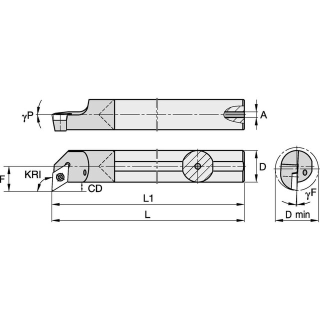 Widia 3896022 Indexable Boring Bars; Minimum Bore Diameter (mm): 10.740 ; Maximum Bore Depth (mm): 56.00 ; Toolholder Style: CCPM ; Tool Material: Carbide ; Shank Diameter (mm): 8.0000 ; Hand of Holder: Left Hand