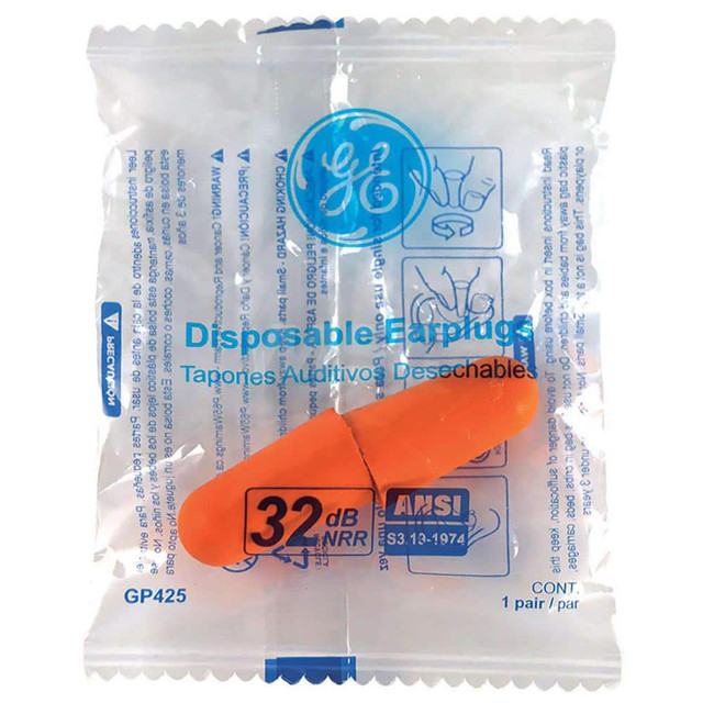 General Electric GP425 Earplug: 32dB, Polyurethane, Taper End, Roll Down, Uncorded