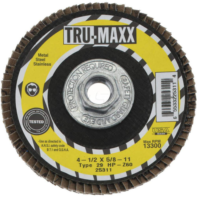 Tru-Maxx 25311 Flap Disc: 5/8-11 Hole, 60 Grit, Zirconia Alumina, Type 29