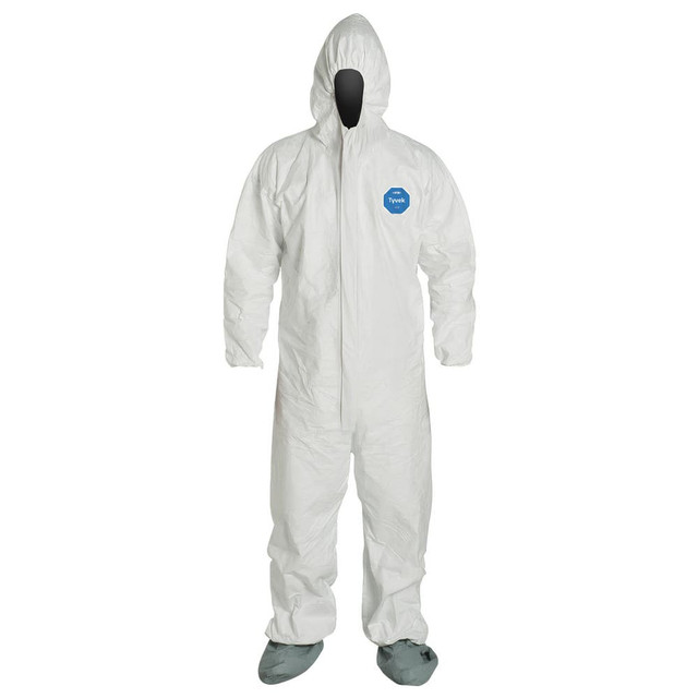 Dupont TY122SWH5X0025N Disposable Coveralls: Size 5X-Large, 1.2 oz, Film Laminate, Zipper Closure