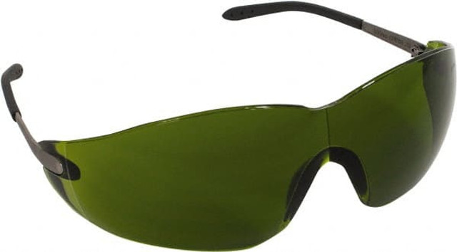MCR Safety S21130 Safety Glass: Scratch-Resistant, Polycarbonate, Green Lenses, Frameless, UV Protection