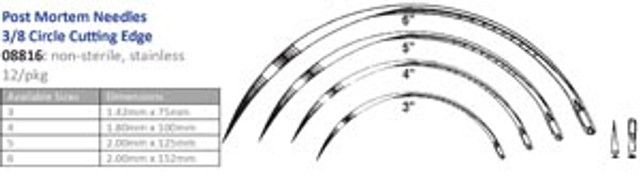Cincinnati Surgical Company  08816 Suture Needle, Size 3-6, Post Mortem, 3/8 Circle Cutting, 12/pk (Must be Ordered in Multiples of 10 dozen) (DROP SHIP ONLY)