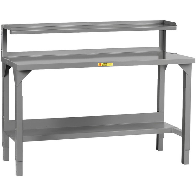 Little Giant. WST2-3660-AH-RS Stationary Work Benches, Tables; Bench Style: Heavy-Duty Work Bench with Riser ; Edge Type: Square ; Leg Style: 4-Leg; Adjustable ; Depth (Inch): 36in ; Color: Gray ; Maximum Height (Inch): 41in