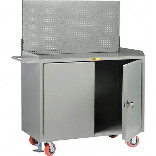 Little Giant. MB-2D-2436-FLPB Mobile Bench Cabinet with Pegboard Panel Mobile Work Center: 24" OAD, 2 Shelf