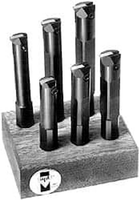 APT LC625 1-1/2, 2, 2-1/4, 2-3/4, 3, 3-3/4" Max Bore, 1/2" Min Bore Smallest Bar, 5/8" Min Bore Largest Bar, Steel Indexable Boring Bar Set