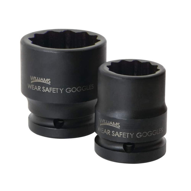 Williams 38440 Impact Sockets; Socket Size (Decimal Inch): 1.25 ; Number Of Points: 12 ; Drive Style: Square ; Overall Length (mm): 52.38mm ; Material: Steel ; Finish: Black Oxide