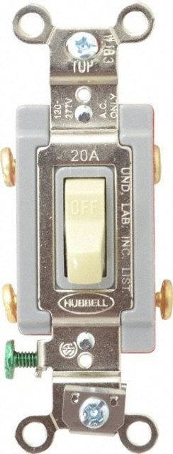 Hubbell Wiring Device-Kellems HBL1222I 2 Pole, 120 to 277 VAC, 20 Amp, Industrial Grade Toggle Wall Switch