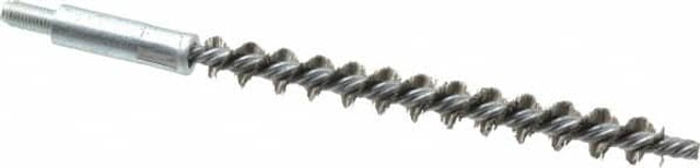 Schaefer Brush 93507 Double Stem/Single Spiral Tube Brush: 7/16" Dia, 6-1/4" OAL, Stainless Steel Bristles