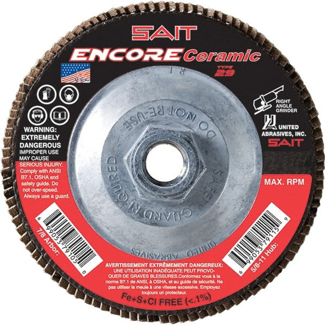 Sait 72931 Flap Disc: 5/8-11 Hole, 40 Grit, Ceramic, Type 27