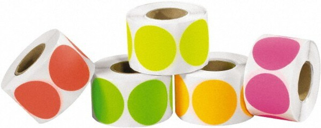 Tape Logic DL1235 Label Maker Label: Assorted Color, Paper, 1" OAL, 1" OAW, 5,000 per Roll, 1 Roll