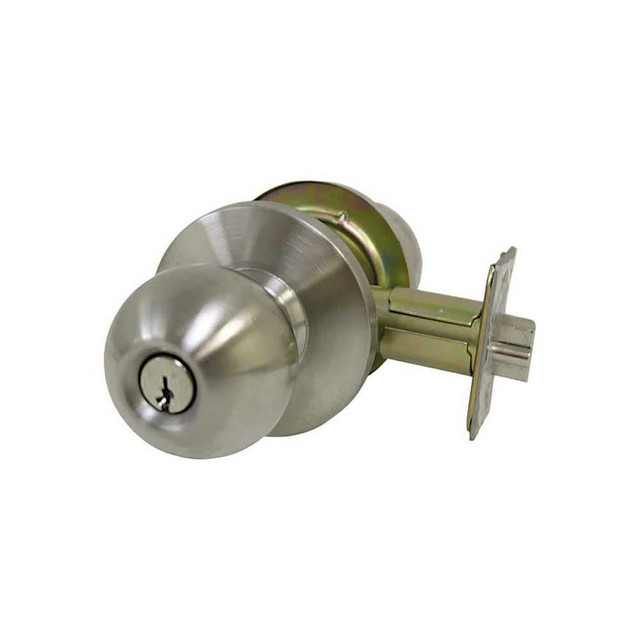 Tell Manufacturing K2053-8-32D Knob Locksets; Cylinder Type: Conventional ; Type: Entrance ; Key Type: Keyed Different ; Material: Steel - coated with zinc dichromate ; Finish/Coating: Satin Stainless Steel ; Compatible Door Thickness: 1 3/8 - 1 3/4