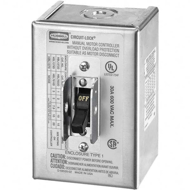 Hubbell Wiring Device-Kellems HBL1379D Cam & Disconnect Switch: Enclosed, 30 Amp, 600VAC, 3 Phase