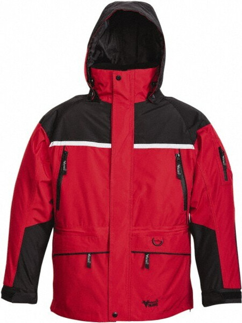Viking 858JBR-XXXXL Rain Jacket: Size 4X-Large, Black & Red, Polyester