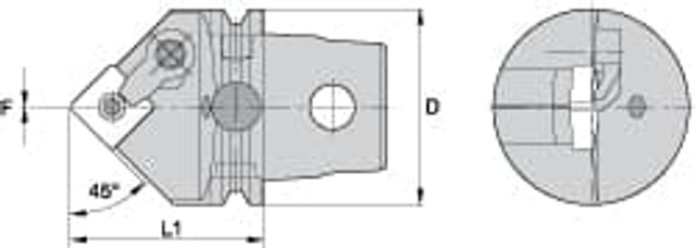 Kennametal 2265291 Modular Turning & Profiling Cutting Unit Head: Size KM63, 60 mm Head Length, External, Neutral
