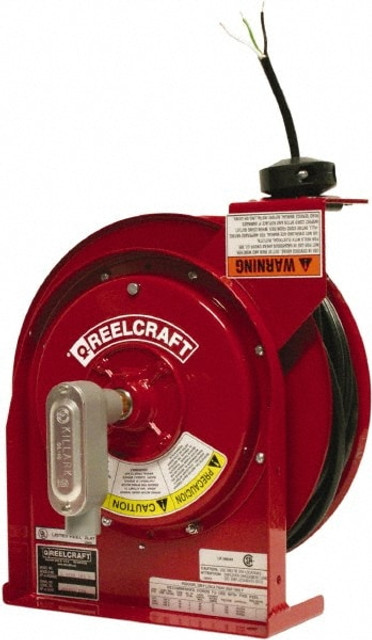 Reelcraft L 4545 123 X Cord & Cable Reel: 12 AWG, 45' Long, Flying Lead End