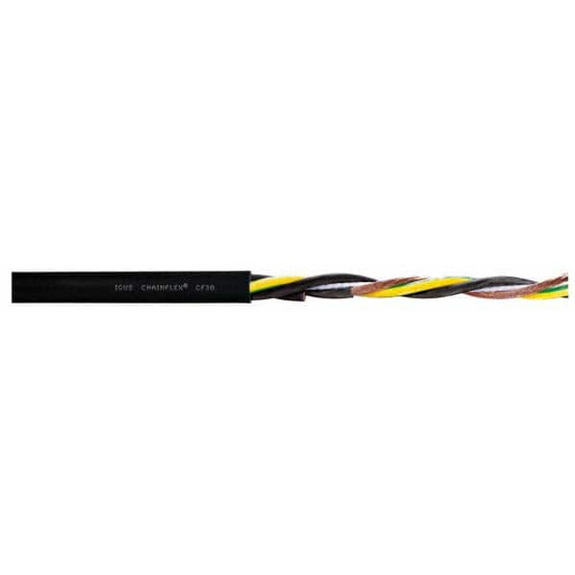 Igus CF31-100-04 Machine Tool Wire: 8 AWG, Black, 1' Long, Polyvinylchloride, 0.81" OD