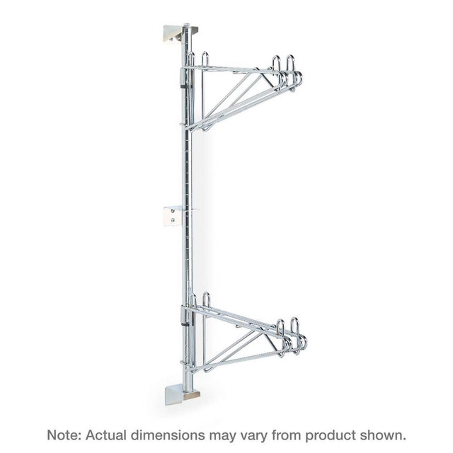 Metro AW55C Open Shelving Accessories & Components; Component Type: Post-Type Wall Mount Mid Unit Kit ; For Use With: Metro Super Erecta Shelving ; Material: Steel ; Color: Silver ; Finish: Chrome ; Overall Length (Decimal Inch): 0.0000