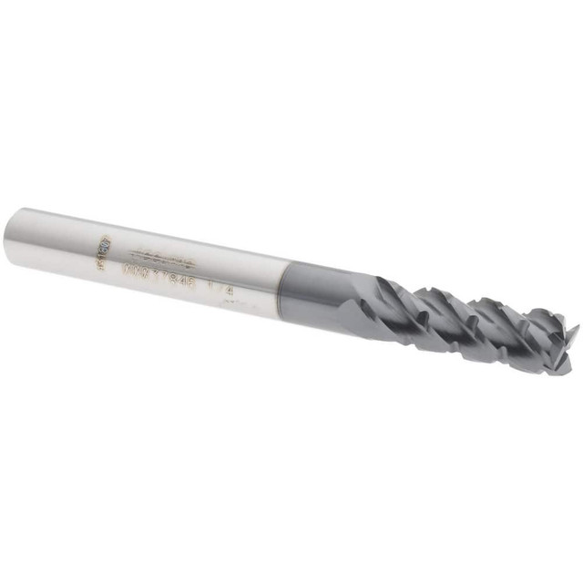 Accupro 12184980 Roughing & Finishing End Mill: 1/4" Dia, 4 Flutes, Square End, Chipbreaker, Solid Carbide