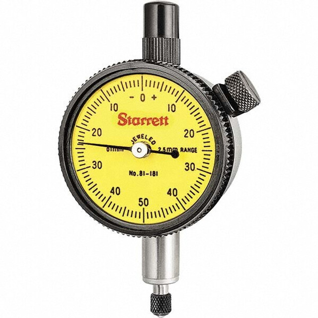 Starrett 53412 2.5mm Range, 0-50-0 Dial Reading, 0.01mm Graduation Dial Drop Indicator