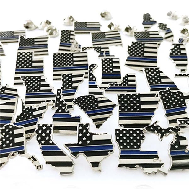 Thin Blue Line CT-TBL-PIN Connecticut, Thin Blue Line American Flag Pin