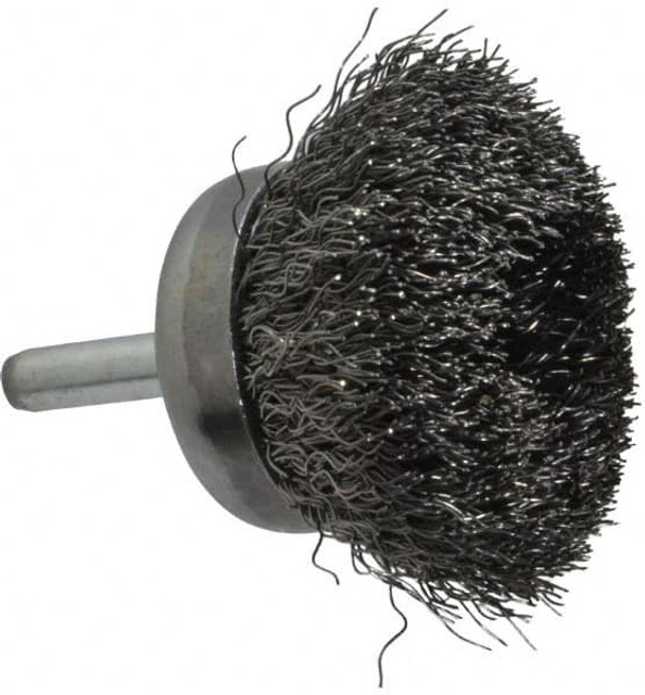 Weiler 90316 Cup Brush: 1-3/4" Dia, 0.0118" Wire Dia, Steel, Crimped