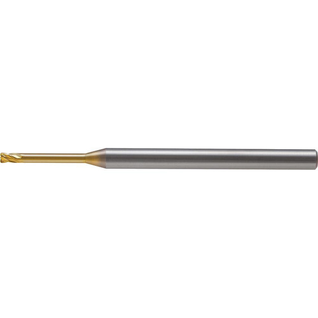 US Union Tool 2938119 Corner Radius End Mill: 3.00 mm Dia, 2.40 mm LOC, 30 deg Helix, Hardmax Coated, Corner Radius End, Centercutting Series HLRS