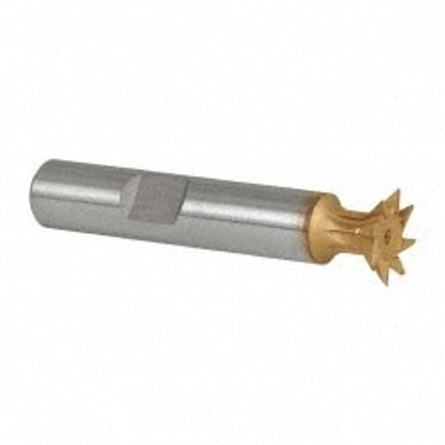 MSC DT5008-45-TIN Dovetail Cutter: 45 °, 1/2" Cut Dia, 1/8" Cut Width, High Speed Steel