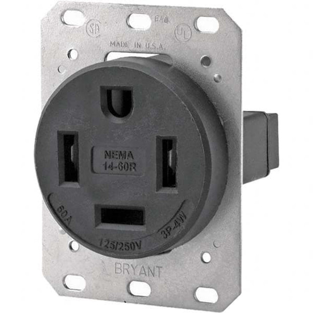 Bryant Electric 9460FR Straight Blade Single Receptacle: NEMA 14-60R, 60 Amps, Grounded