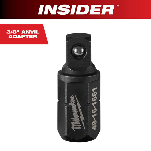 Milwaukee Tool 49-16-1661 Socket Adapters & Universal Joints; Adapter Type: Adapter ; Male Size: 3/8 ; Male Drive Style: Hex ; Overall Length (Inch): 1/2 ; Finish: Oxide ; Material: Steel