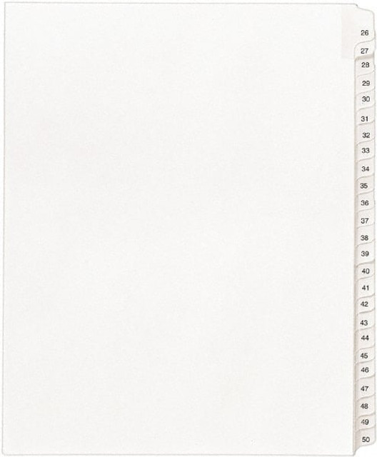 AVERY 01702 11 x 8 1/2" 26 to 50" Label, 25 Tabs, Unpunched, Preprinted Divider