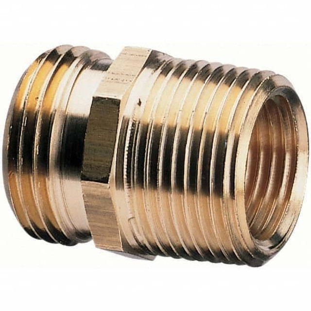 Gilmour 877054-1002 Garden Hose Connector: Male Hose to Female Pipe & Male Hose to Male Pipe, 3/4" NH x 3/4" NPT x 1/2" NPT, Metal