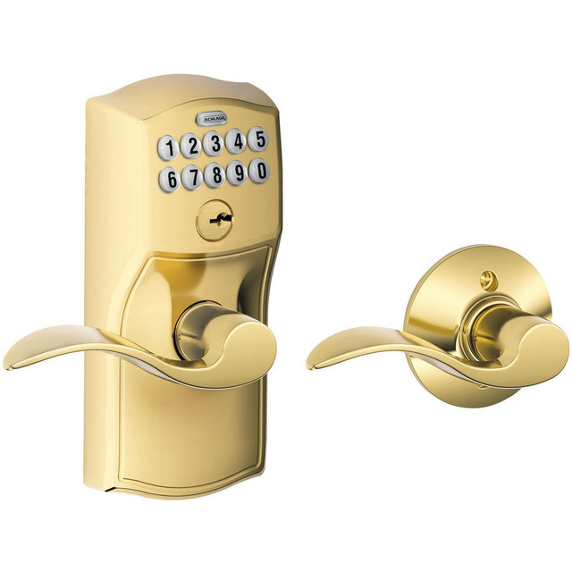 Schlage FE575 CAM505ACC Lever Locksets; Lockset Type: Entrance ; Key Type: Keyed Different ; Back Set: 2-3/4 (Inch); Cylinder Type: Conventional ; Material: Metal ; Door Thickness: 1-3/4