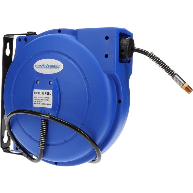PRO-SOURCE 2810023320PRO Hose Reel with Hose: 1/4" ID Hose x 33', Spring Retractable