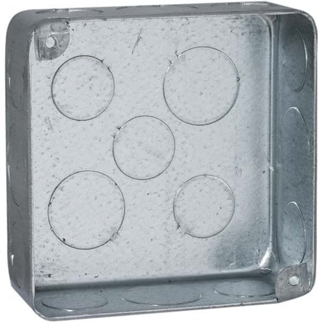 Hubbell-Raco 226 Electrical Junction Box: Steel, Square, 4" OAH, 4" OAW, 1.563" OAD, 2 Gangs