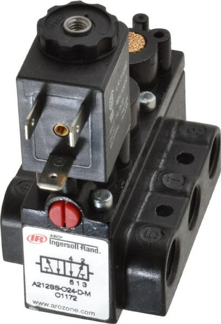 ARO/Ingersoll-Rand A212SS-024-D 1/4" Inlet x 1/4" Outlet, Solenoid Actuator, Spring Return, 2 Position, Body Ported Solenoid Air Valve