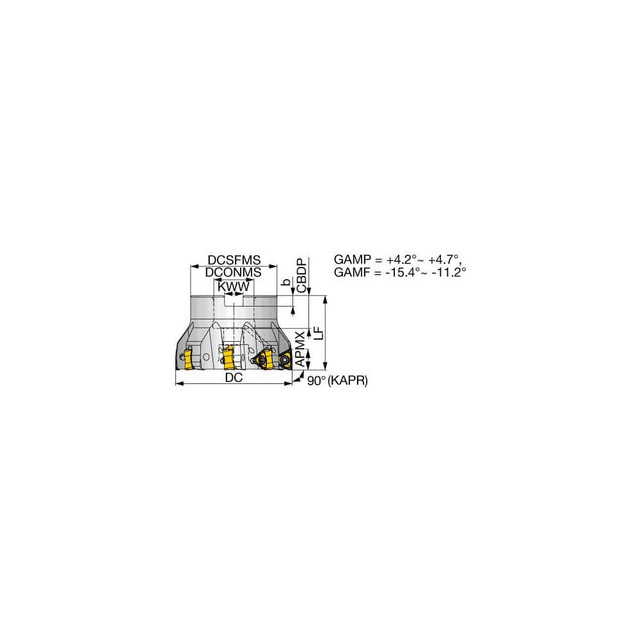Tungaloy 6730271 Indexable Square-Shoulder Face Mill:  TPTN12M100B32.0R07,  32.0000" Arbor Hole Dia,