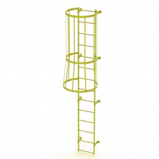 TRI-ARC WLFC1114-Y Steel Wall Mounted Ladder: 13" High, 14 Steps, 350 lb Capacity