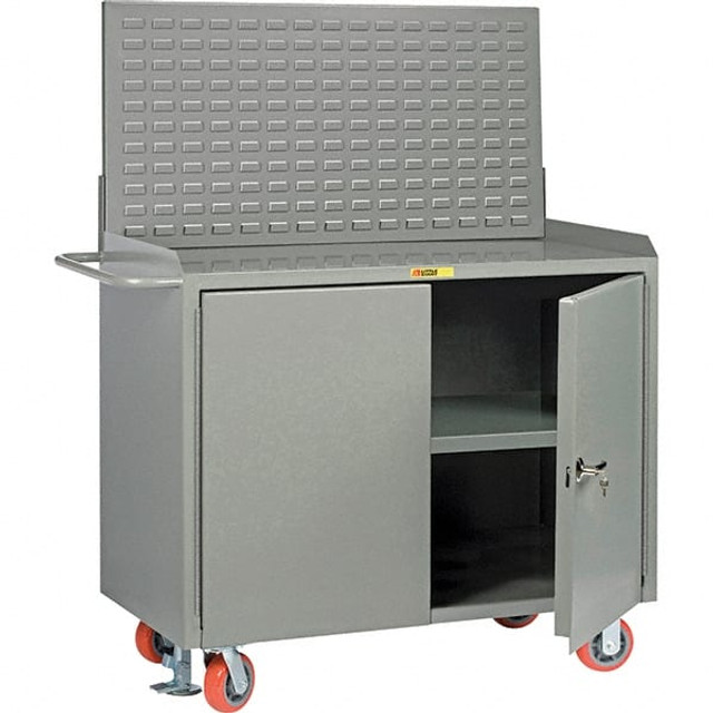 Little Giant. MB3-2D-2436FLLP Mobile Bench Cabinet with Louvered Panel Mobile Work Center: 24" OAD, 3 Shelf