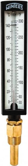 Winters TAS134LF. 30 to 300°F, Industrial Thermometer with Standard Thermowell