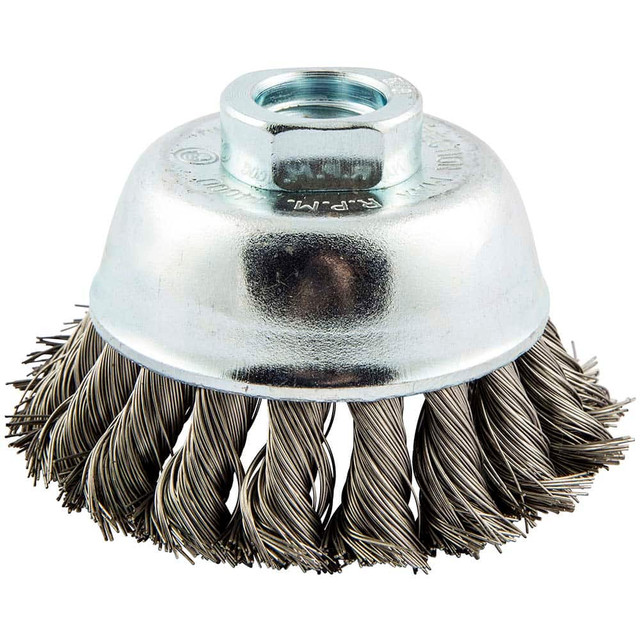 Norton 66252838871 Cup Brush: 2-3/4" Dia, 0.014" Wire Dia, Stainless Steel, Knotted